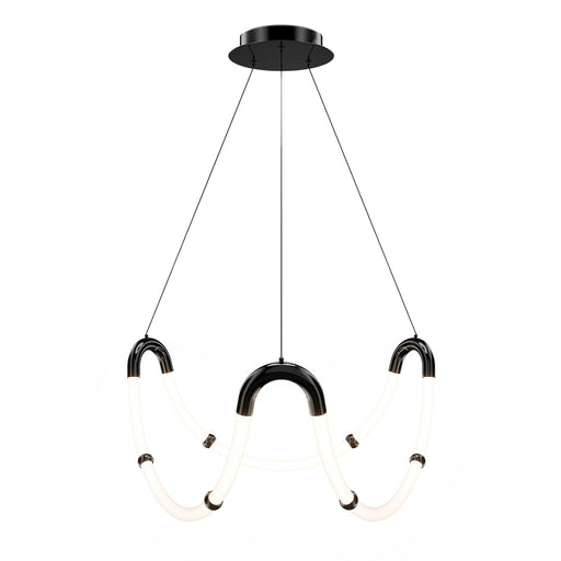 WAC Lighting Swathe 28in 3-Light Chandelier | Modern Black Chrome and Frosted Acrylic | Dining Room & Living Room | 28 x 25 x 13 in | Model PD411630-BC