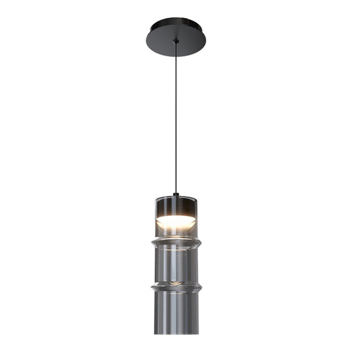 WAC Lighting Kanister 1-Light Mini-Pendant | Modern Industrial Black Smoke Glass and Aluminum | Kitchen Island & Dining Room | Model PD413612-TWA-BKSM