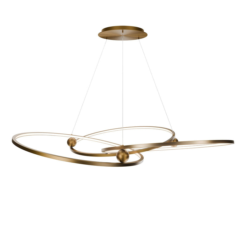 WAC Lighting Sidewinder 60in 3-Light Chandelier | Modern Aged Brass Aluminum and White Opaque Silicone | Dining Room & Living Room | Model PD415660-TWA-AB