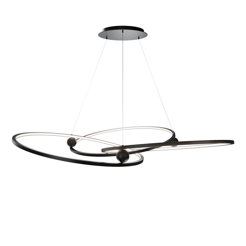 WAC Lighting Sidewinder 60in 3-Light Chandelier | Modern Black Aluminum and White Opaque Silicone | Dining Room & Living Room | 60 | Model PD415660-TWA-BK