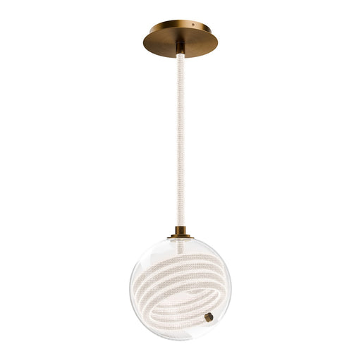 WAC Lighting Roper 1-Light Mini Pendant | Modern Aged Brass Aluminum and Clear Mouth-Blown Glass | Kitchen Island & Dining Room | 9 x | Model PD417609-AB