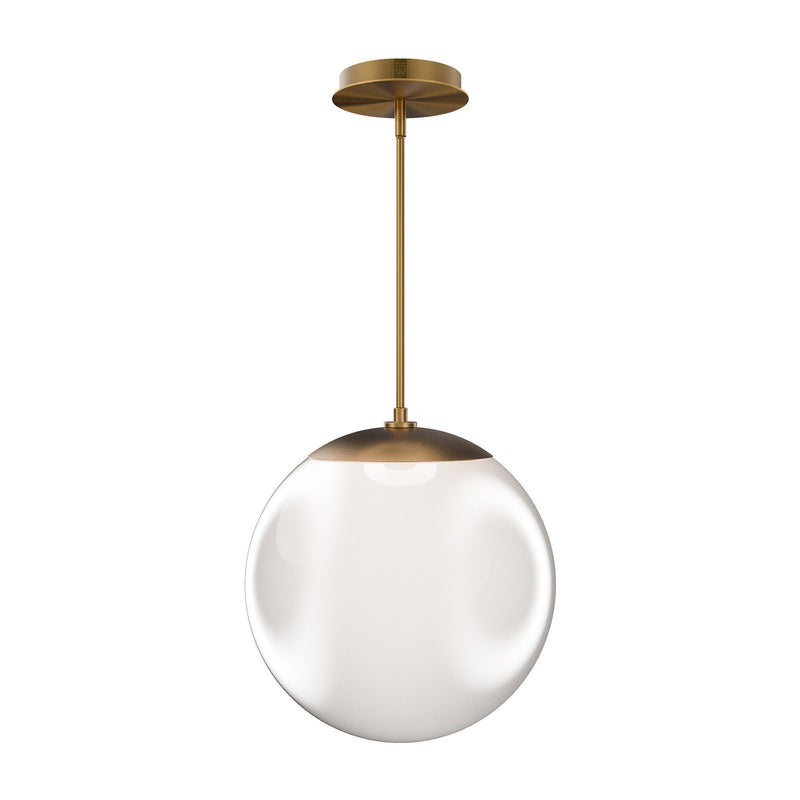WAC Lighting Honeymooner 14in 1-Light Pendant | Modern/Transitional Aged Brass Aluminum and Opaline Glass | Kitchen Island & | Model PD418614-TWA-AB