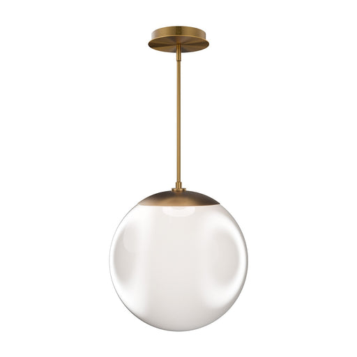 WAC Lighting Honeymooner 14in 1-Light Pendant | Modern/Transitional Aged Brass Aluminum and Opaline Glass | Kitchen Island & | Model PD418614-TWA-AB