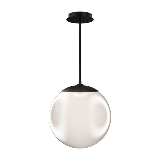 WAC Lighting Honeymooner 14in 1-Light Pendant | Modern Black Aluminum and Opaline Glass | Kitchen Island & Dining Room | 13.75 x | Model PD418614-TWA-BK