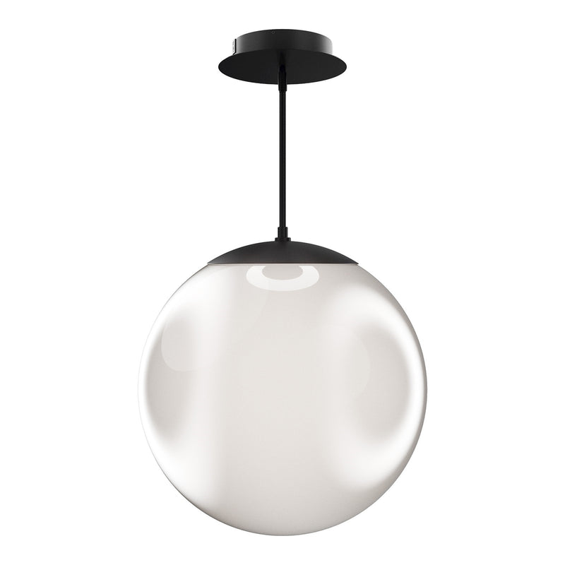 WAC Lighting Honeymooner 20in 1-Light Pendant | Modern Black Aluminum and Opaline Glass | Kitchen Island & Dining Room | 21.13 H x | Model PD418620-TWA-BK