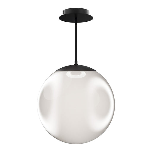 WAC Lighting Honeymooner 20in 1-Light Pendant | Modern Black Aluminum and Opaline Glass | Kitchen Island & Dining Room | 21.13 H x | Model PD418620-TWA-BK