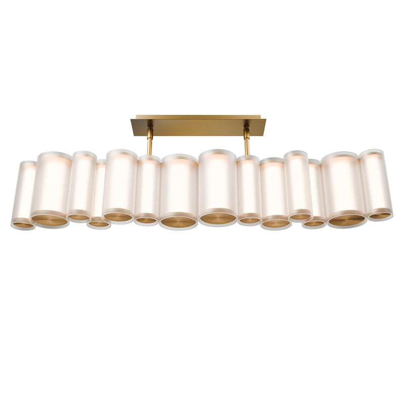 WAC Lighting Troop 37in 14-Light Linear Pendant | Modern Aged Brass Aluminum and Frosted Acrylic | Kitchen Island & Dining Room | 37 x | Model PD419638-AB