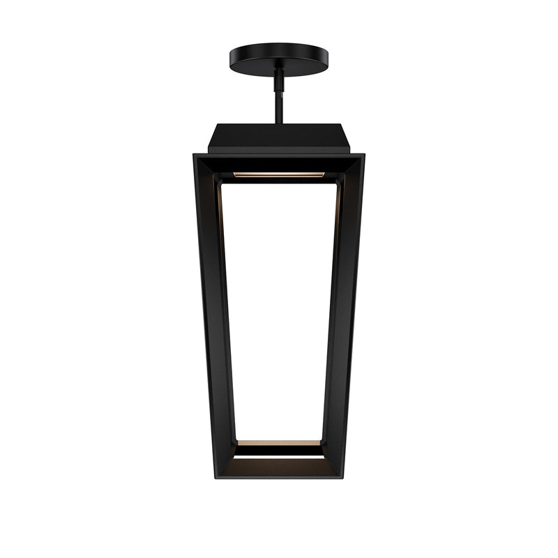 WAC Lighting Levee 12in 1-Light Outdoor Mini-Pendant | Contemporary Black Stainless Steel and Frosted Glass | Covered Patio & | Model PDW115625-BK