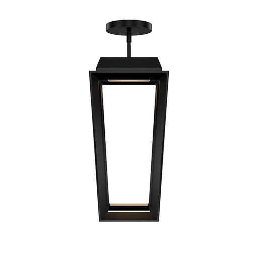 WAC Lighting Levee 12in 1-Light Outdoor Mini-Pendant | Contemporary Black Stainless Steel and Frosted Glass | Covered Patio & | Model PDW115625-BK
