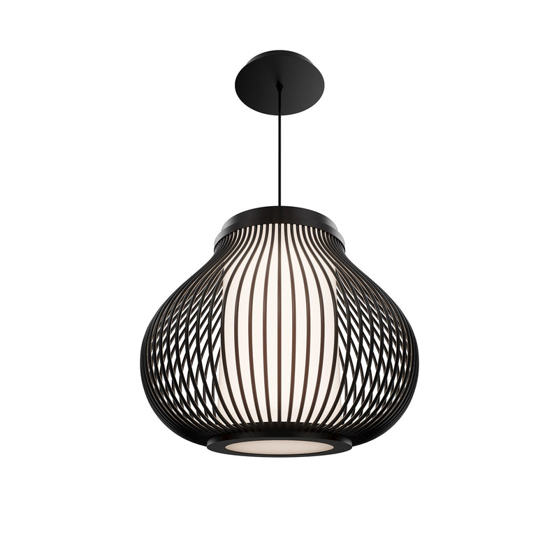 WAC Lighting Poppin 16in 1-Light Outdoor Pendant | Modern Black Stainless Steel and Frosted Acrylic | Covered Patio & Entryway | Model PDW706616-BK