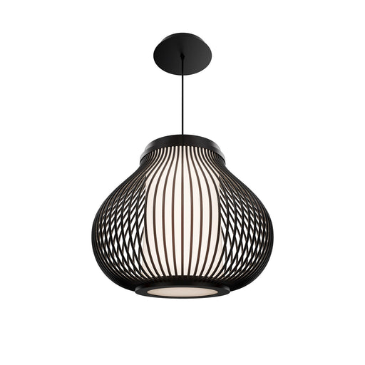 WAC Lighting Poppin 16in 1-Light Outdoor Pendant | Modern Black Stainless Steel and Frosted Acrylic | Covered Patio & Entryway | Model PDW706616-BK