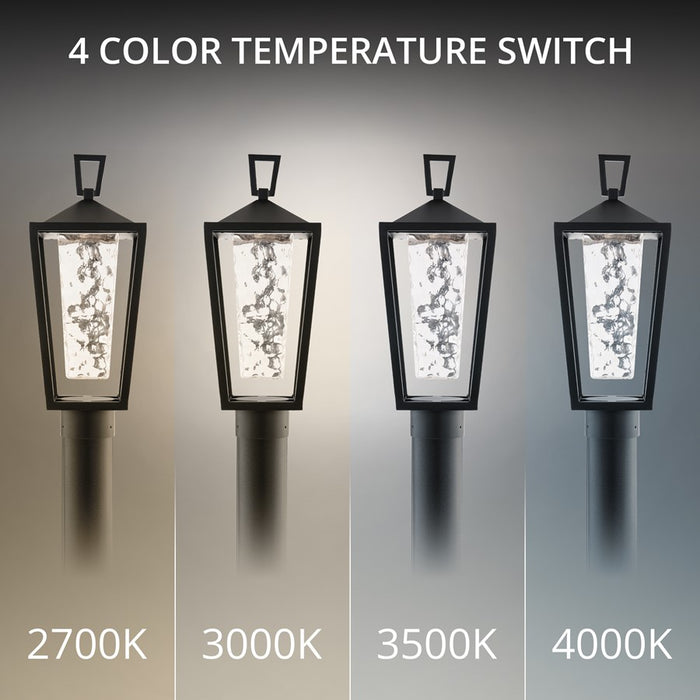 dweLED Manchester 1Lt 19" Outdoor Post/2700K, Black/Hammered