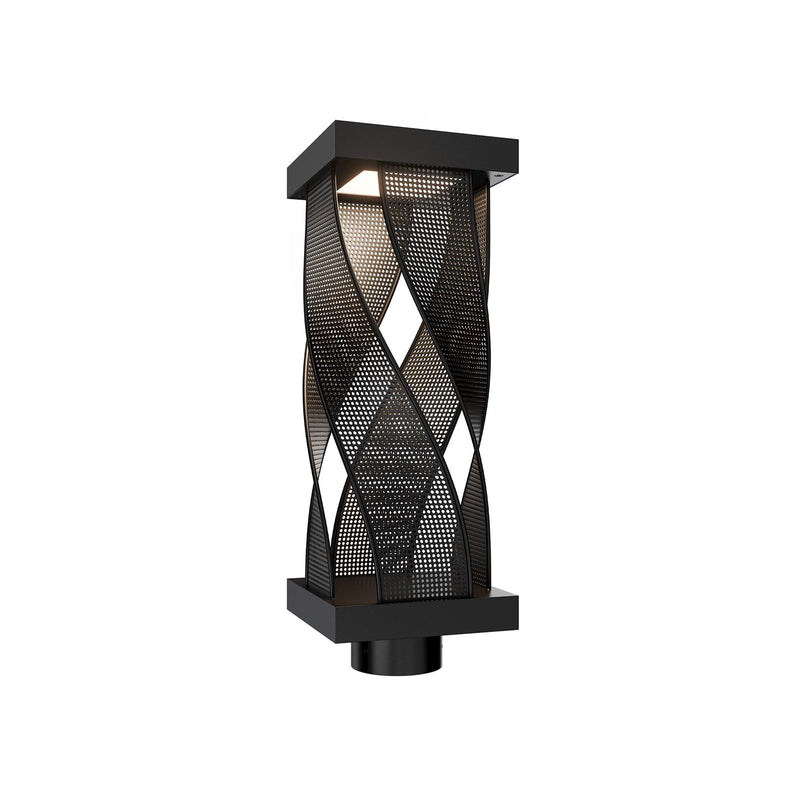 WAC Lighting Brocade 1-Light Post Light | Modern Black Stainless Steel and Frosted Glass | Outdoor Pathway & Landscape | 7 x 7 x 18 | Model PMW119618-BK