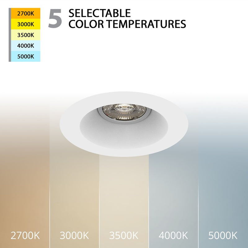 WAC Kenric RAT 1Lt 3.5" Selectable LED Recessed Kit, White/White