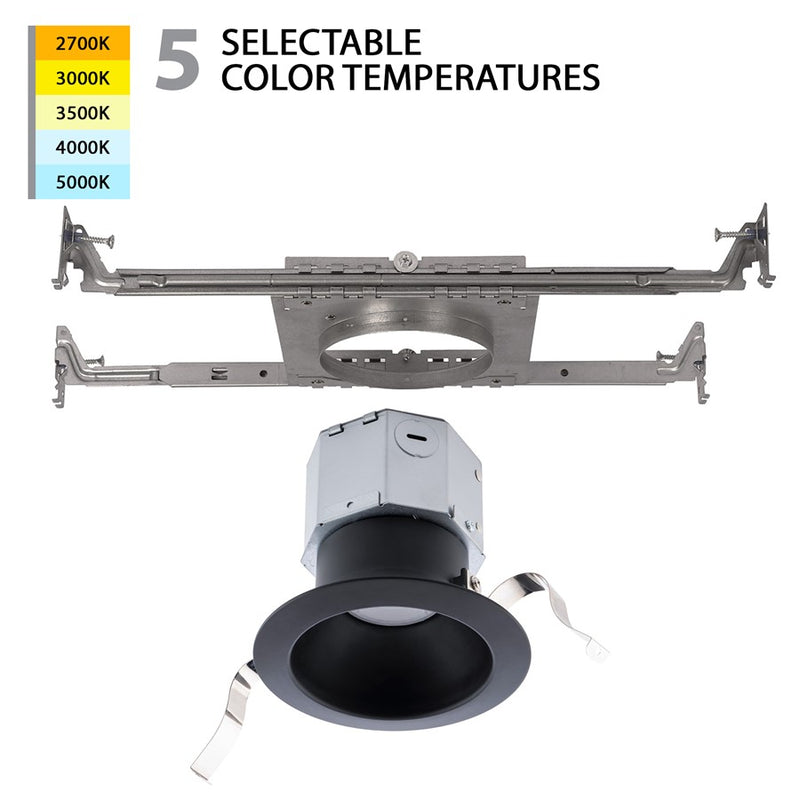 WAC Pop-in 1Lt 4" LED Round Recessed Kit, Black/Frosted - R4DRDN-F9CS-BK