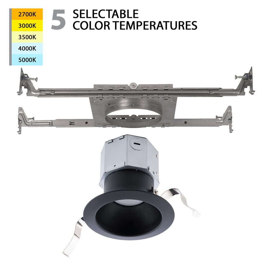 WAC Pop-in 1Lt 4" LED Round Recessed Kit, Black/Frosted - R4DRDN-F9CS-BK