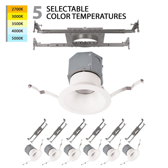 WAC Pop-in 1Lt 4" LED Round Recessed Kit, Pack of 6, WH/Frost - R4DRDN-F9CS-WT-6