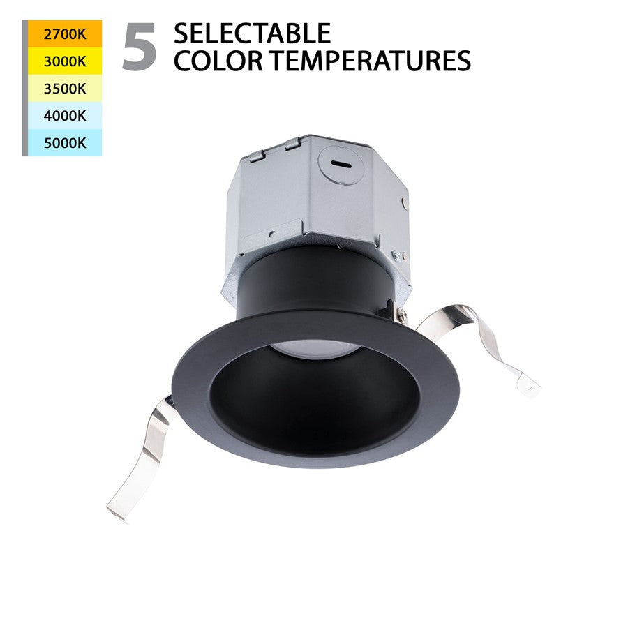 WAC Pop-in 1Lt 4" LED Round Remodel Recessed Kit, Black/Frosted - R4DRDR-F9CS-BK