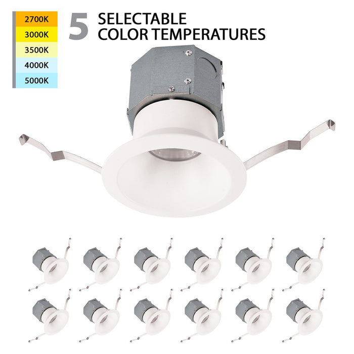 WAC Pop-in 1Lt 4" LED Round Recessed Kit, Pack of 12, FWH - R4DRDR-F9CS-WT-12