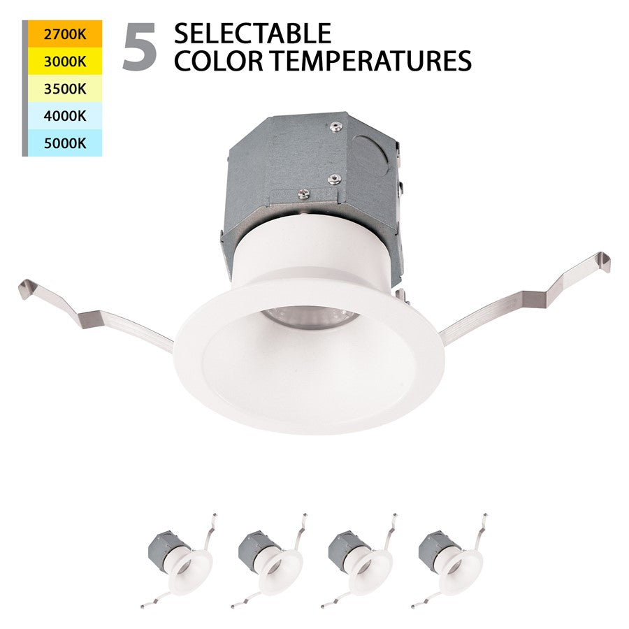 WAC Pop-in 1Lt 4" LED Round Recessed Kit, Pack of 4, WH/Frost - R4DRDR-F9CS-WT-4
