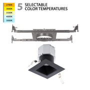WAC Pop-in 1Lt 4" LED Square Recessed Kit, Black/Frosted - R4DSDN-F9CS-BK