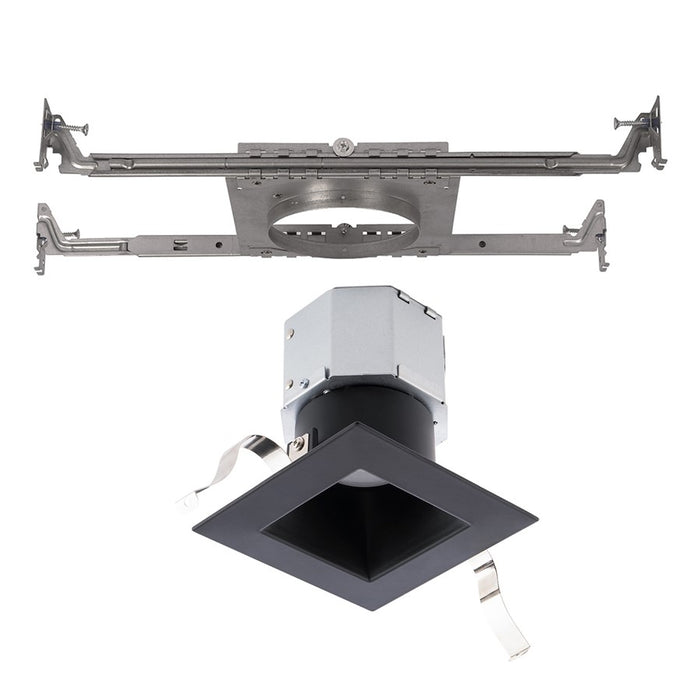 WAC Pop-in 1Lt 4" LED Square Recessed Kit, Black/Frosted