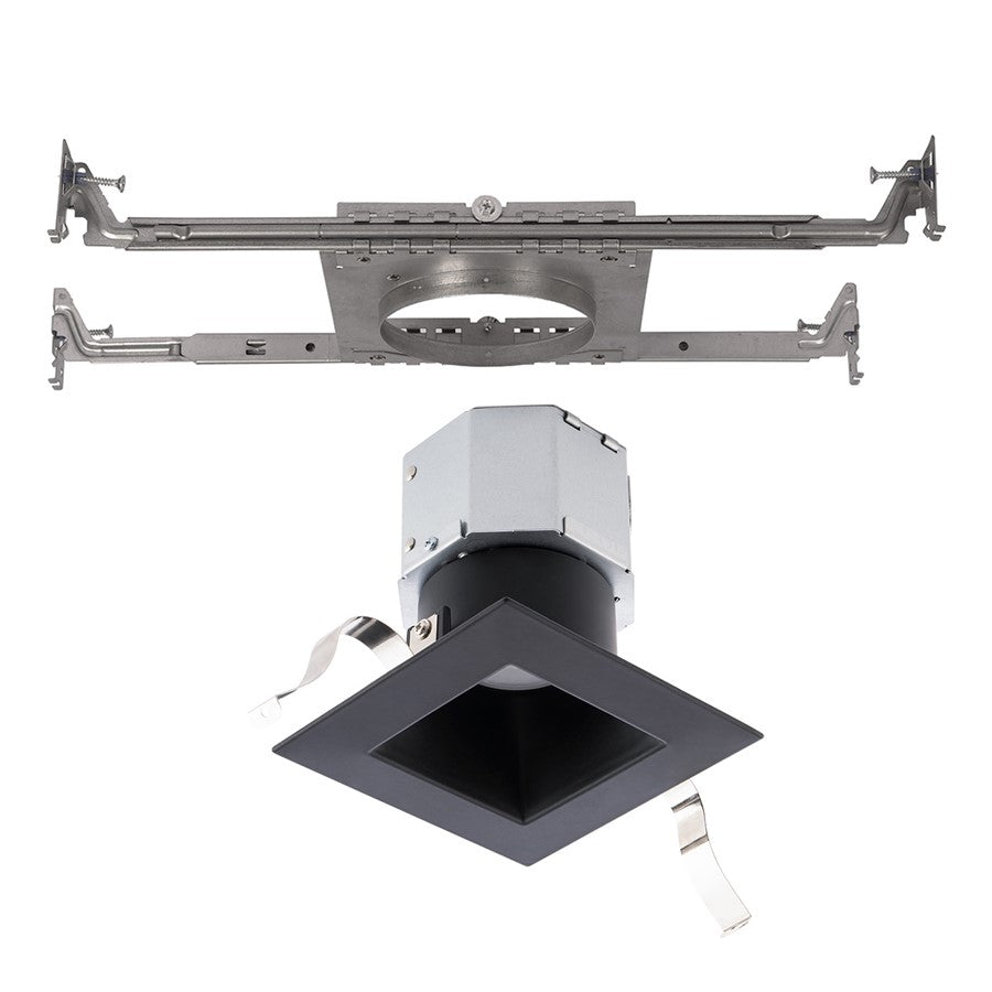 WAC Pop-in 1Lt 4" LED Square Recessed Kit, Black/Frosted