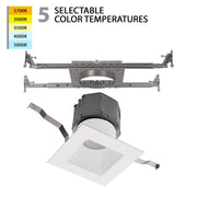 WAC Pop-in 1Lt 4" LED Square Recessed Kit, White/Frosted - R4DSDN-F9CS-WT