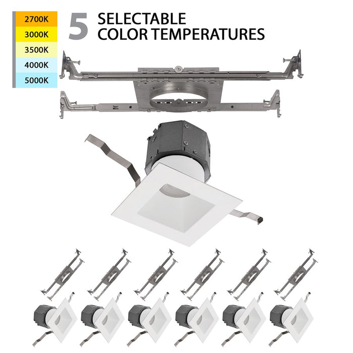 WAC Pop-in 1Lt 4" LED Square Recessed Kit, Pack of 6, FWH - R4DSDN-F9CS-WT-6