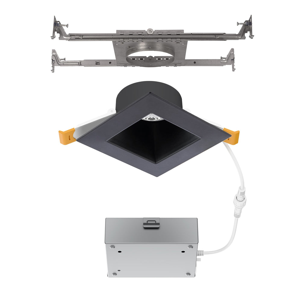 WAC Pop-in 4" Sq LED Recessed Light/Remote Driver/New, Black - R4DSDN2-F9CS-BK