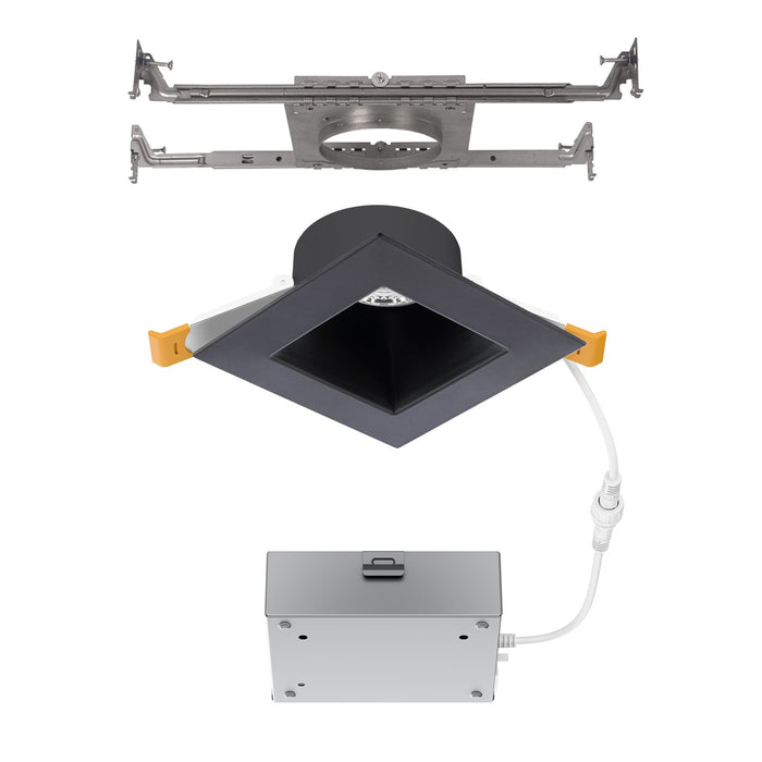 WAC Pop-in 4" Sq LED Recessed Light/Remote Driver/New, Black - R4DSDN2-F9CS-BK