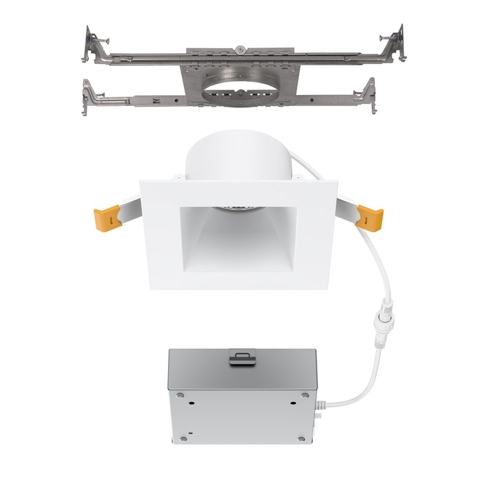 WAC Pop-in 4" Sq LED Recessed Light/Remote Driver/New, White - R4DSDN2-F9CS-WT
