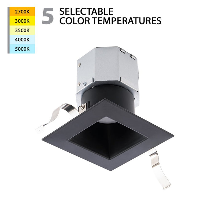 WAC Pop-in 1Lt 4" LED Square Remodel Recessed Kit, Black/Frost - R4DSDR-F9CS-BK