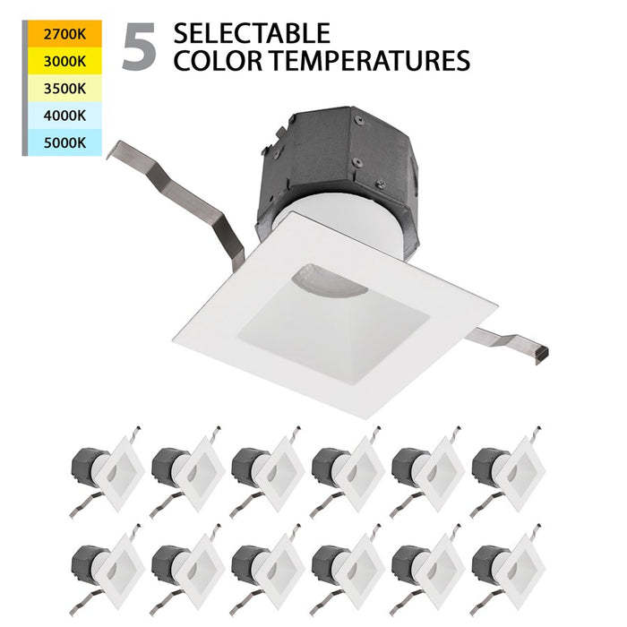WAC Pop-in 1Lt 4" LED Square Recessed Kit, Pack of 12, FWH - R4DSDR-F9CS-WT-12