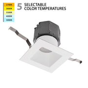 WAC Pop-in 1Lt 4" LED Square Remodel Recessed Kit, WH/Frost - R4DSDR-F9CS-WT