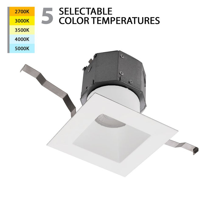 WAC Pop-in 1Lt 4" LED Square Remodel Recessed Kit, WH/Frost - R4DSDR-F9CS-WT