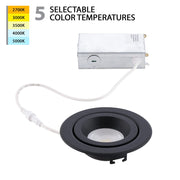WAC Lotos R 1Lt 4" LED 5-CCT Round Recessed Kit, Black/Frosted - R4ERA2R-W9CS-BK