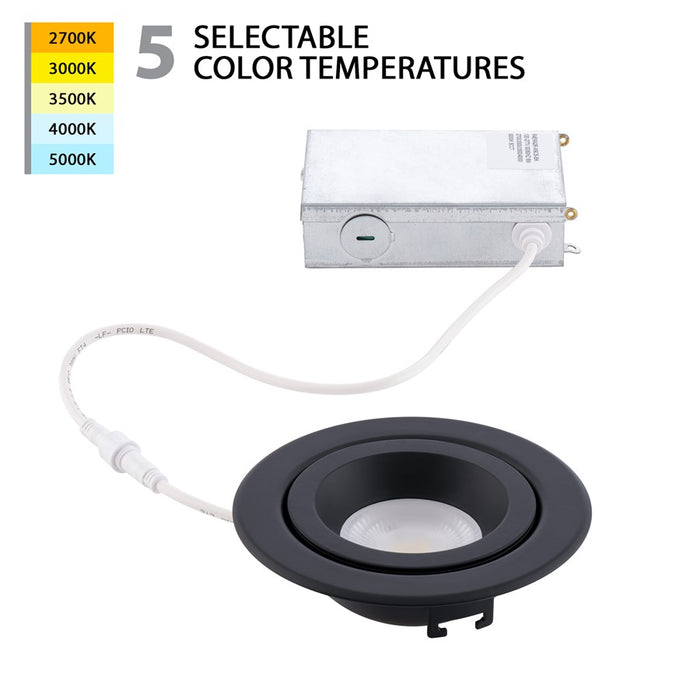 WAC Lotos R 1Lt 4" LED 5-CCT Round Recessed Kit, Black/Frosted - R4ERA2R-W9CS-BK