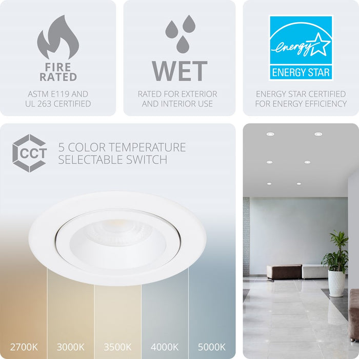 WAC Lotos R 1Lt 4" LED Round Recessed Kit/Fire, White/Frosted