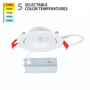 WAC Lotos R 1Lt 4" LED 5-CCT Round Recessed Kit, White/Frosted - R4ERA2R-W9CS-WT