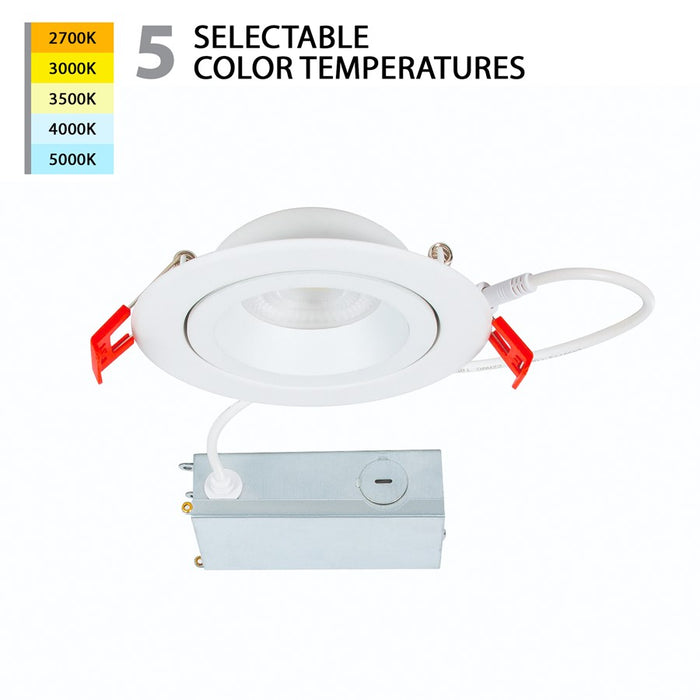 WAC Lotos R 1Lt 4" LED 5-CCT Round Recessed Kit, White/Frosted - R4ERA2R-W9CS-WT