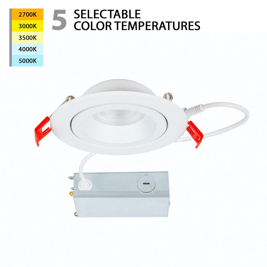 WAC Lotos R 1Lt 4" LED 5-CCT Round Recessed Kit, White/Frosted - R4ERA2R-W9CS-WT
