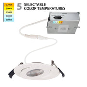WAC Lotos 1Lt 4" LED 5-CCT Round Recessed Kit, White/FR - R4ERAR-W9CS-WT