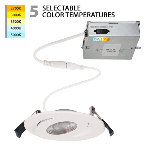 WAC Lotos 1Lt 4" LED 5-CCT Round Recessed Kit, White/FR - R4ERAR-W9CS-WT