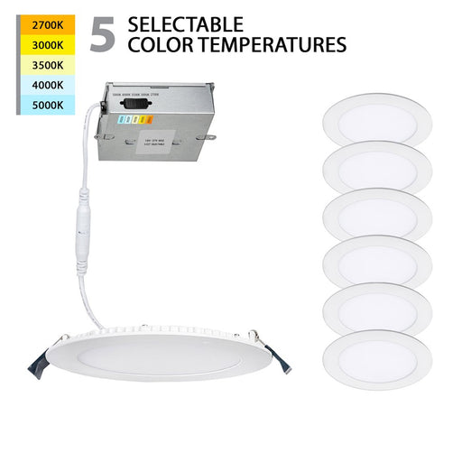 WAC Lotos 1Lt 4" LED 5-CCT Round Recessed Kit, Pack of 6, FWH - R4ERDR-W9CS-WT-6