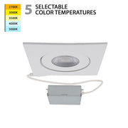 WAC Lotos 1Lt 4" LED 5-CCT Square SAR Recessed Kit, WH/Frost - R4ESAR-W9CS-WT