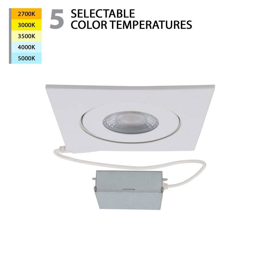 WAC Lotos 1Lt 4" LED 5-CCT Square SAR Recessed Kit, WH/Frost - R4ESAR-W9CS-WT