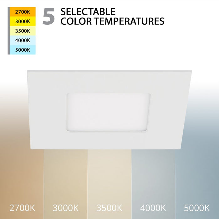 WAC Lotos 1Lt 4" LED 5-CCT Square SDR Recessed Kit, WH/Frost