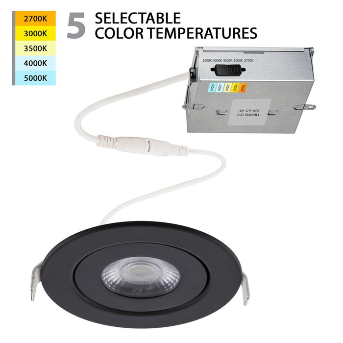 WAC Lotos 1Lt 6" LED 5-CCT Round Recessed Kit, Black/Frosted - R6ERAR-W9CS-BK