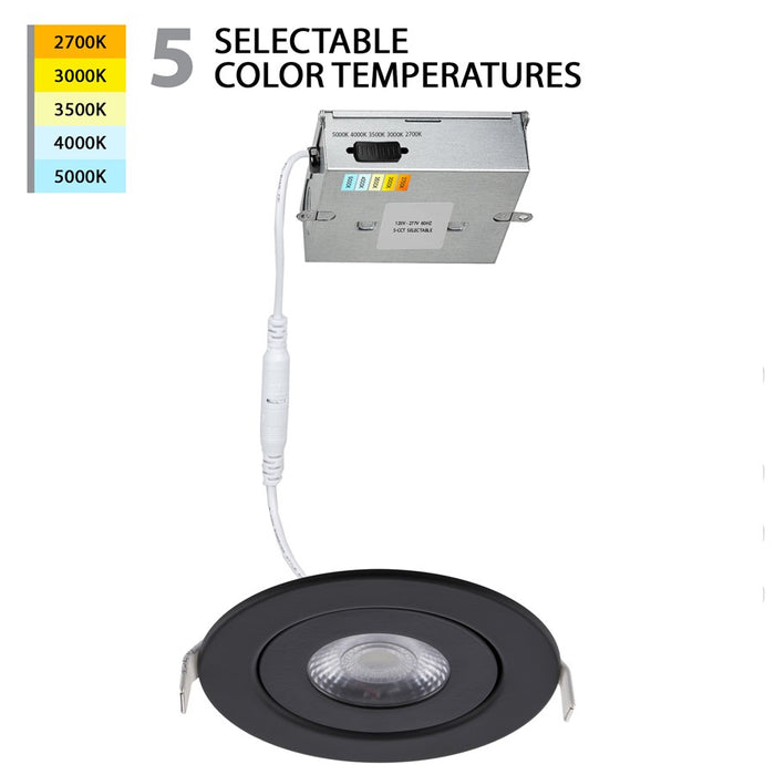 WAC Lotos 1Lt 6" LED 5-CCT Round Recessed Kit, Black/Frosted